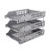 A set of horizontal paper trays, Strong 3 pieces, on metal rods, gray