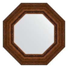 Mirror in the baguette frame, aged bronze with an ornament of 120 mm, 67x67 cm