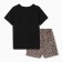 Female home set (T -shirt/shorts), black/leopard color, size 42
