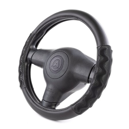 The steering wheel “Autoprofi”, eco-leather, 2 voluminous inserts for grip, black/gray, size m, 37-39 cm-2