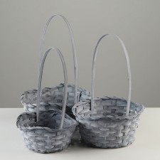 Camping of baskets, 19x7.5x9.5/31 cm, 22x9x11/34 cm, 24x9x11.5/35 cm, 3 pcs, gray, bamboo
