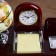 Table 7V1 set with a business card holder and hours, 19x24x16.5 cm, cherry