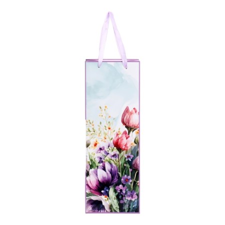 Packet laminated for a bottle "Watercolor flowers", 13 x 36 x 10 cm-1