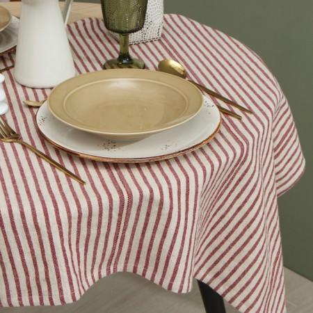 The tablecloth of Ethel "Stripes", col. Red, 76x76 cm, 100% HL