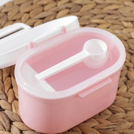 Plastic jar for bulk products "pleasure", oval, with a spoon, 13.5 × 9.5 × 8.5 cm, color mix