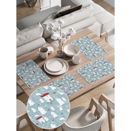 A set of napkins for setting the Snow Settlement table, rectangular, rounded edges, size 30x46 cm, 4 pcs-1