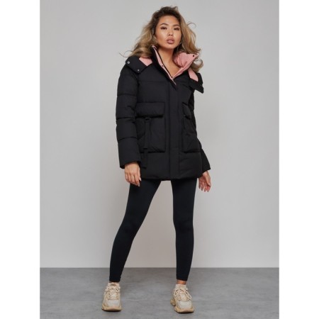 Winter jacket female, size 50, black color-5