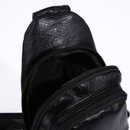 Male sling bag, artificial leather, black color-4