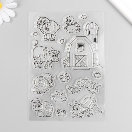 Stamp for creativity Silicon "Pets and insects" 16x11 cm