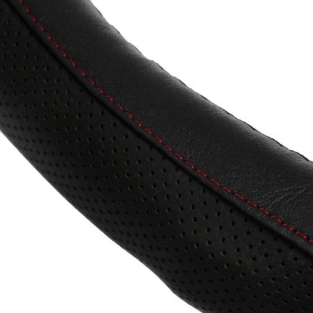 Torso steering wheel, genuine leather, size 38 cm, perforated insert, black-1