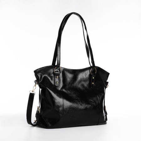 Soper bag with zipper, black color-1