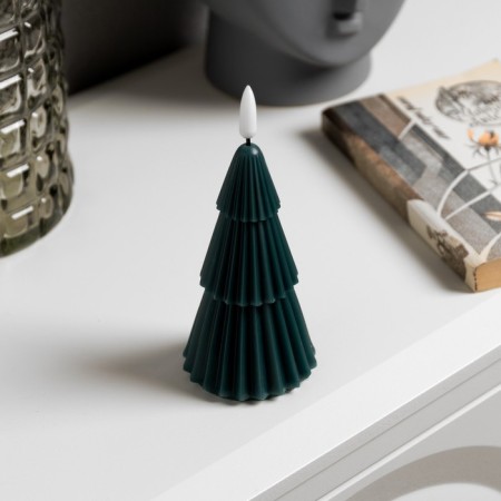 LED candle "Green Christmas tree" 7 × 15.5 × 7 cm, wax, battery CR2032, glow warm white-1