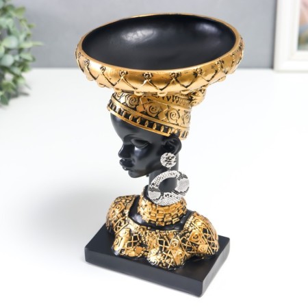 Souvenir Polystone stand "African in a golden device, with earrings in the ears" 25x15x15 cm-6