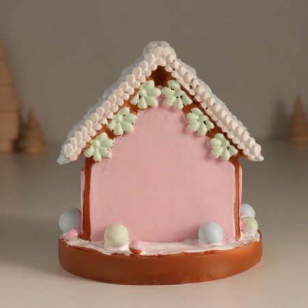 Souvenir Polystone Light "Gingerbread House with Greens" Sephire 12.5x12.5x12.5 cm-3