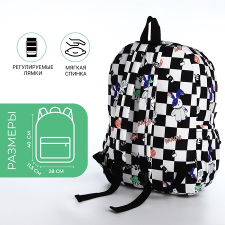 School backpack from textiles on lightning, 3 pockets, black color-1