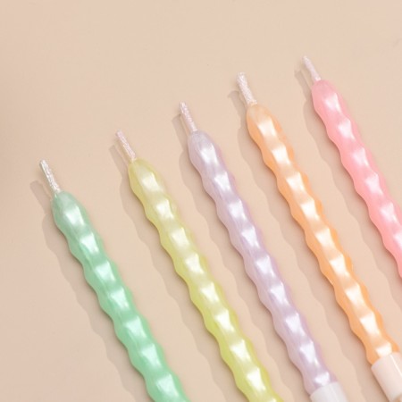 Candles for the Cake "Festive Wave", 6 pcs, pastel colors-2