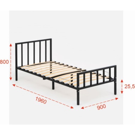 Metal collapsible bed with ORT. Osn Venus 900x1900 black-1
