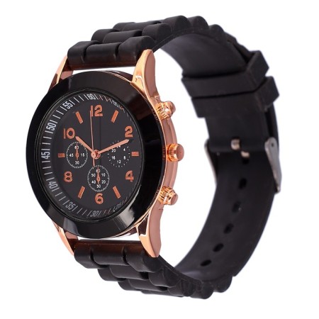 Watch of a wrist "Geneva", silicone strap, d-3.5 cm, black-1