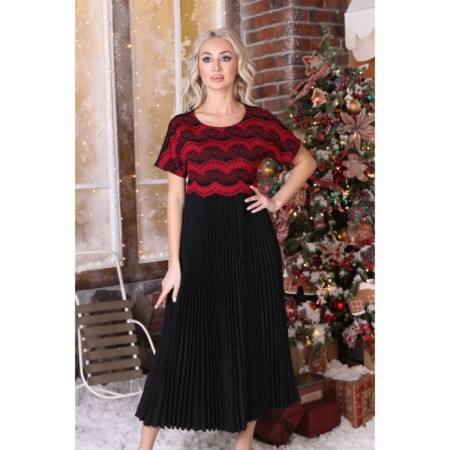 Female dress, size 42, black color, burgundy-8