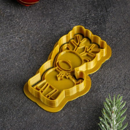 Books Form "Christmas Deer", cutting, stamp, gold color-2