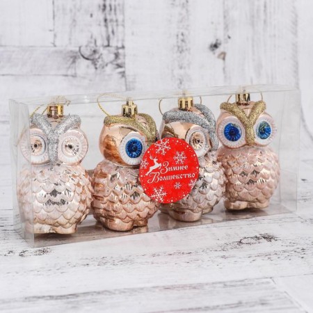 Christmas tree decoration "owls" (set 4 pcs) 7x4.5 cm-1