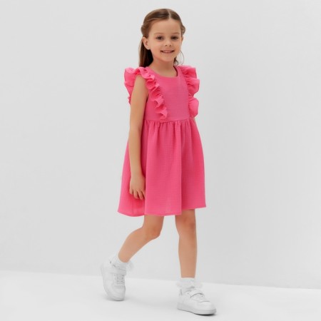 Baby dress with ruffles KAFTAN "Muslin", p. 34 (122-128 cm), bright pink-8