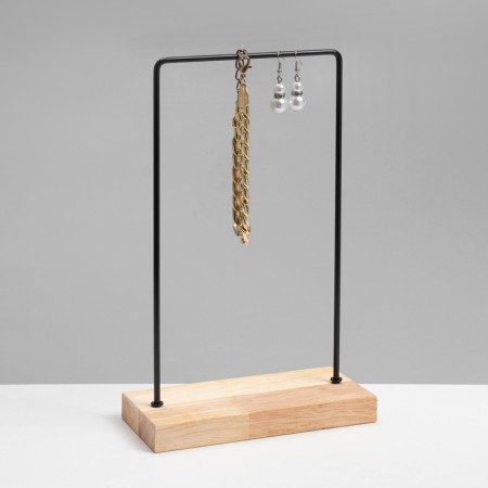 Earrings stand, 1 tier, without separation, 15 × 7 × 25, black color-1