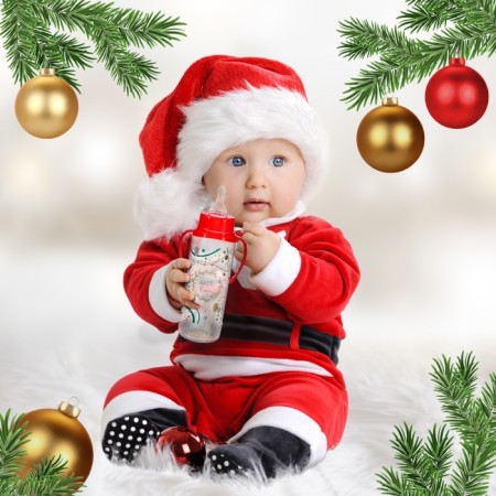 A bottle of feeding "New Year's gift", classic throat, 250 ml., 3 months, cylinder, gift packaging, with handles-2