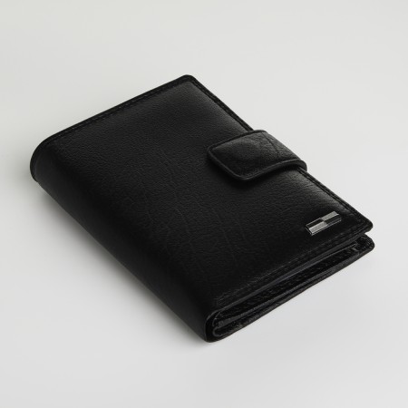 Male purse on magnet 3 in 1, department for auto documents, passports, black color-2