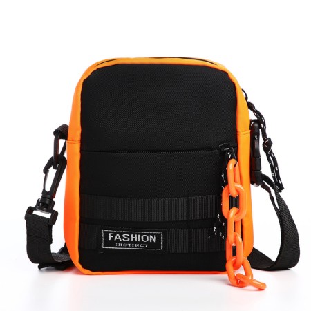 Youth bag with lightning, 1 outer pocket, black/orange color-1