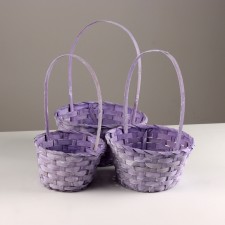 A set of baskets of 3 pcs, d21x10xh36cm, lilac, bamboo