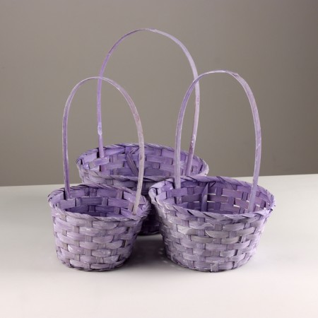 A set of baskets of 3 pcs, d21x10xh36cm, lilac, bamboo