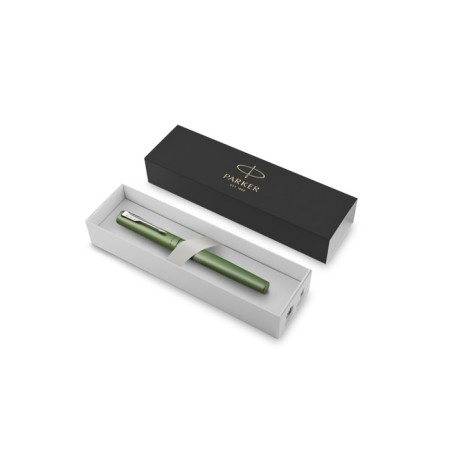 Pickle Parker Vector XL, green case, feather F, stainless steel, gift box.-1