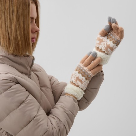 Female gloves on the claim Minaku 22 cm beige-2