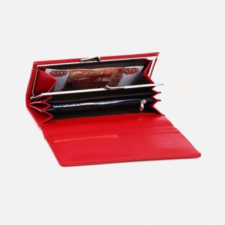 Women's wallet on magnets, red color-2