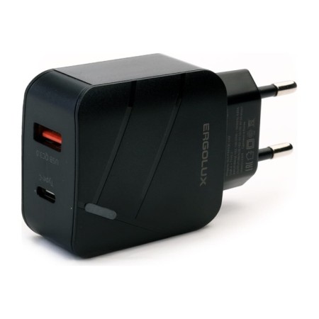 Ergolux ELX-RA01QC-C01, USB/USB-C, 3A network charger, fast charging, black