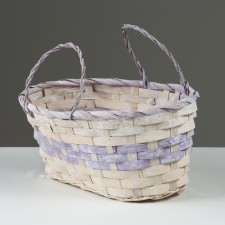 Wicker basket, d25 x 18 x 11/19 cm, purple, bamboo