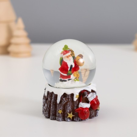 Souvenir Polystone Water Ball "Santa Claus/Snowman with mittens" MIX 6.5x4.5x4.5 cm-3