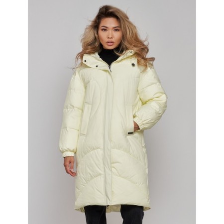 Coat insulated winter female, size 44, color light yellow-4