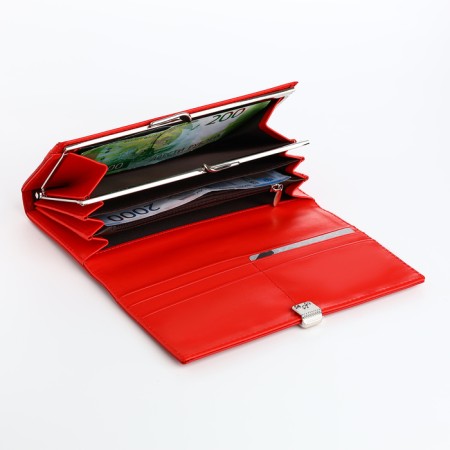 Women's wallet on magnets, red color-3