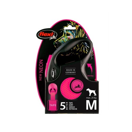 Roulette Flexi Neon New M (up to 25 kg) tape 5 m, pink-1