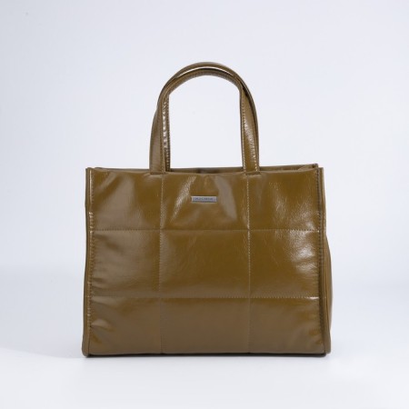 Luggage bag, external pocket, long belt, green-brown color