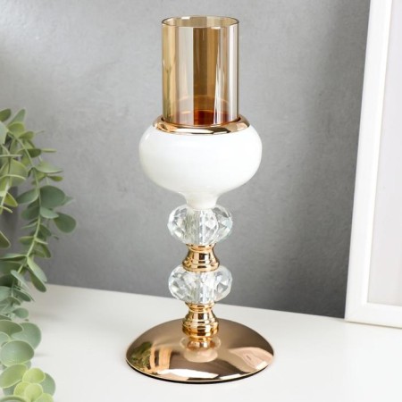 Summary Metal for 1 candle "Crystalics" White with gold 16x9.7x9.7 cm-1