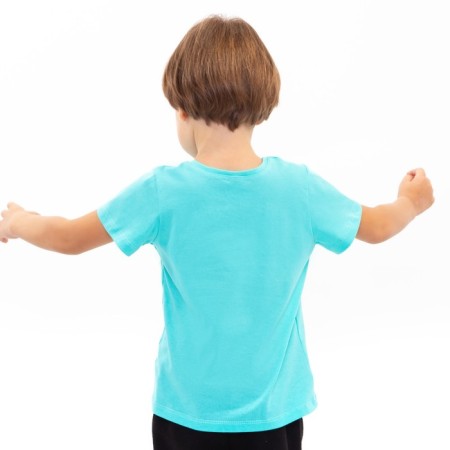 Children's T -shirt, turquoise color/penguin, height 134 cm-2