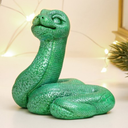 Figure "Snake Dasha" green metallic, 5x6x4cm-1