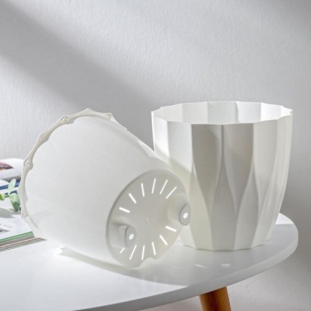 Kashpo for flowers with an insert "flute", 3 l, white color-3