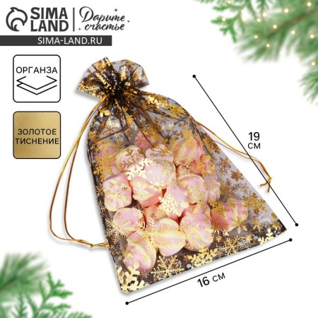Bag Gift Organza "Gold", 16 x 24 cm +/- 1.5 cm, New Year