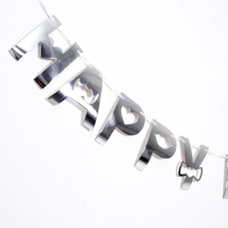 Garland "Happy Birthday", silver color-2