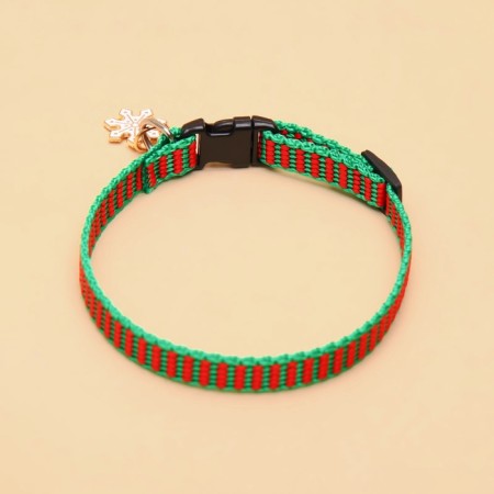Collar + New Year's suspension "Snowflake", 30 x 1 cm, kapron, green-4