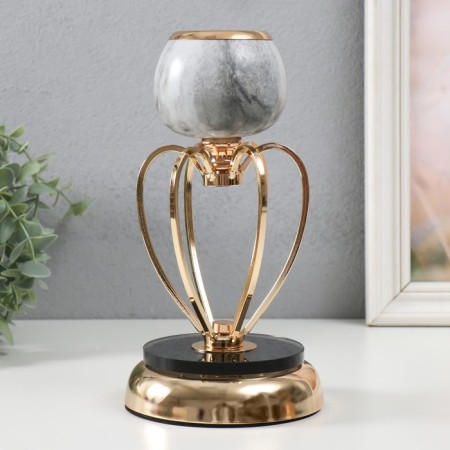 Summary Metal for 1 candle "Dark gray marble" mix gold 24x14x14 cm-3